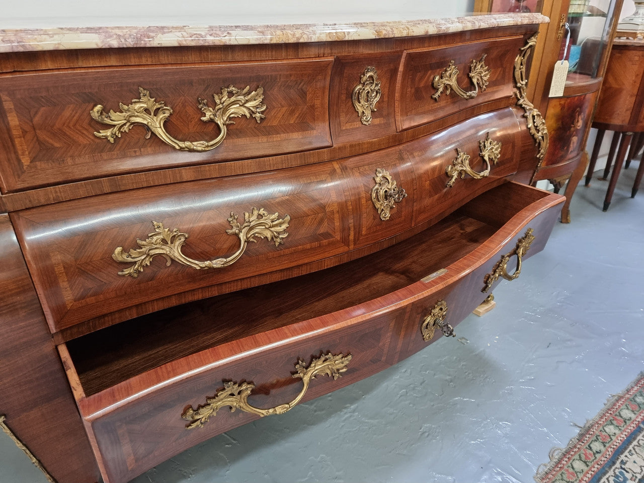 Grand French Bombe Shape Rosewood & Walnut Marble Top Commode | Antique & Vintage | Moonee Ponds Antiques | Australia Wide Delivery
