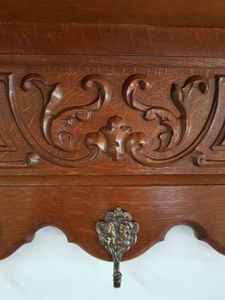 French Oak Wall Mounted Hat - Coat Rack | Antique & Vintage | Moonee Ponds Antiques | Australia Wide Delivery