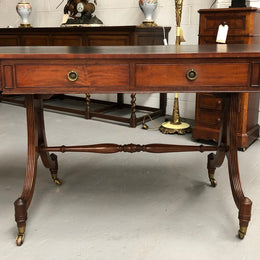 Regency Style 19th Century Leather Top Bureau