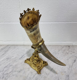 Pair Of 19th Century French Gilt Metal And Horn Mantle Vases | Antique & Vintage | Moonee Ponds Antiques | Australia Wide Delivery