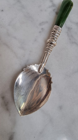 Lovely Birmingham Silver & Jade Spoon | Antique & Vintage | Moonee Ponds Antiques | Australia Wide Delivery