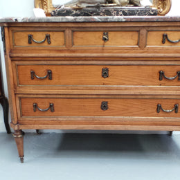 A Fabulous Continental 19th Century Walnut Three Drawer Commode