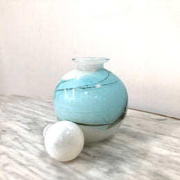 Nick Wirdnam Round White & Blue Art Glass Scent Bottle
