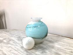 Nick Wirdnam Round White & Blue Art Glass Scent Bottle | Antique & Vintage | Moonee Ponds Antiques | Australia Wide Delivery