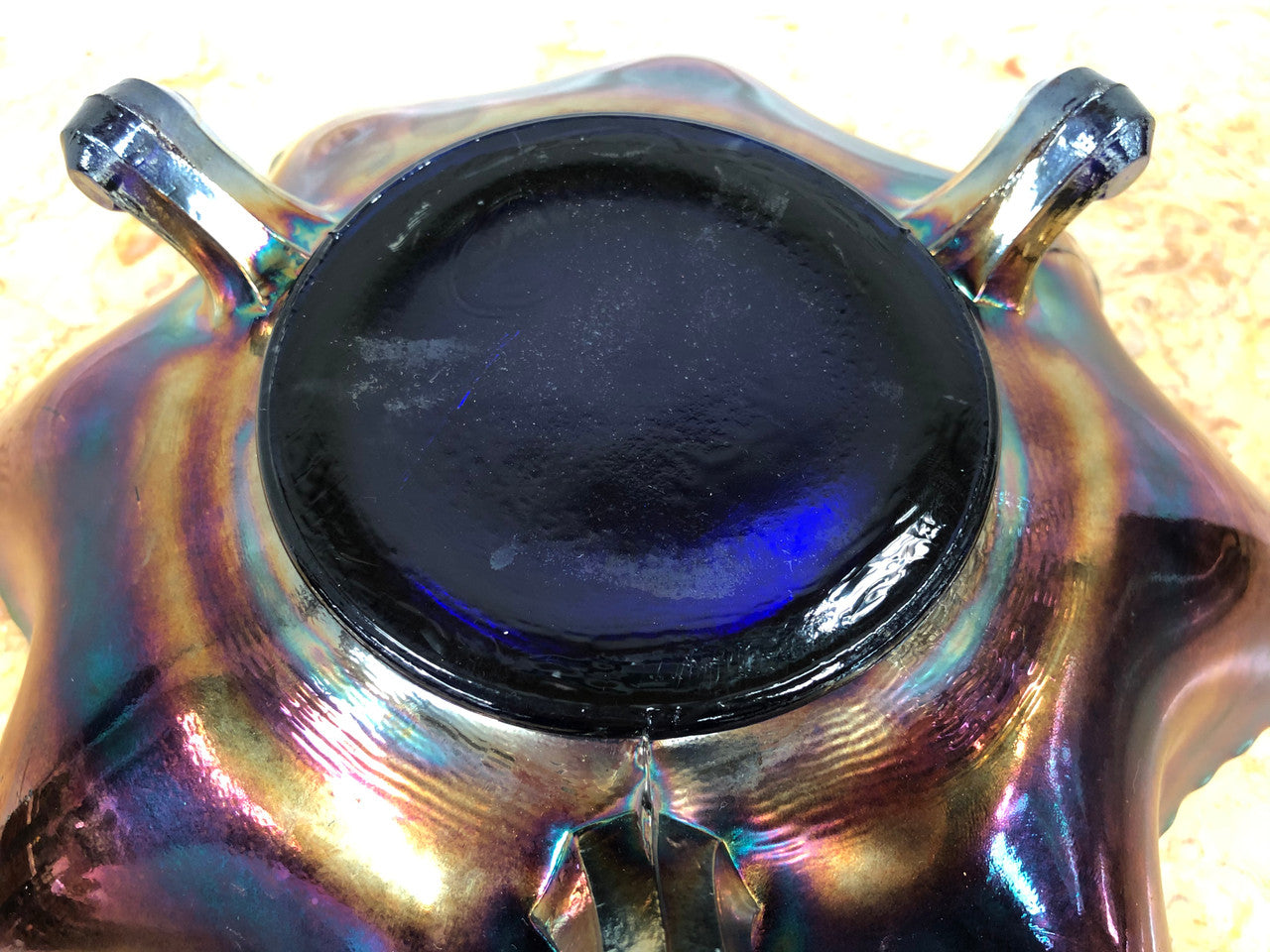 Large Carnival Glass Bowl With Fish Pattern | Antique & Vintage | Moonee Ponds Antiques | Australia Wide Delivery