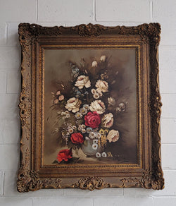 Attractive French Floral Oil On Canvas In Decorative Gilt Frame | Antique & Vintage | Moonee Ponds Antiques | Australia Wide Delivery