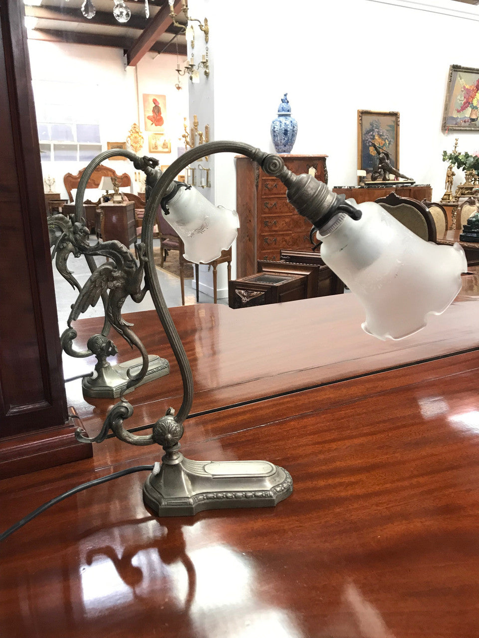 Decorative 19th Century Dragon Table-Desk Lamp | Antique & Vintage | Moonee Ponds Antiques | Australia Wide Delivery