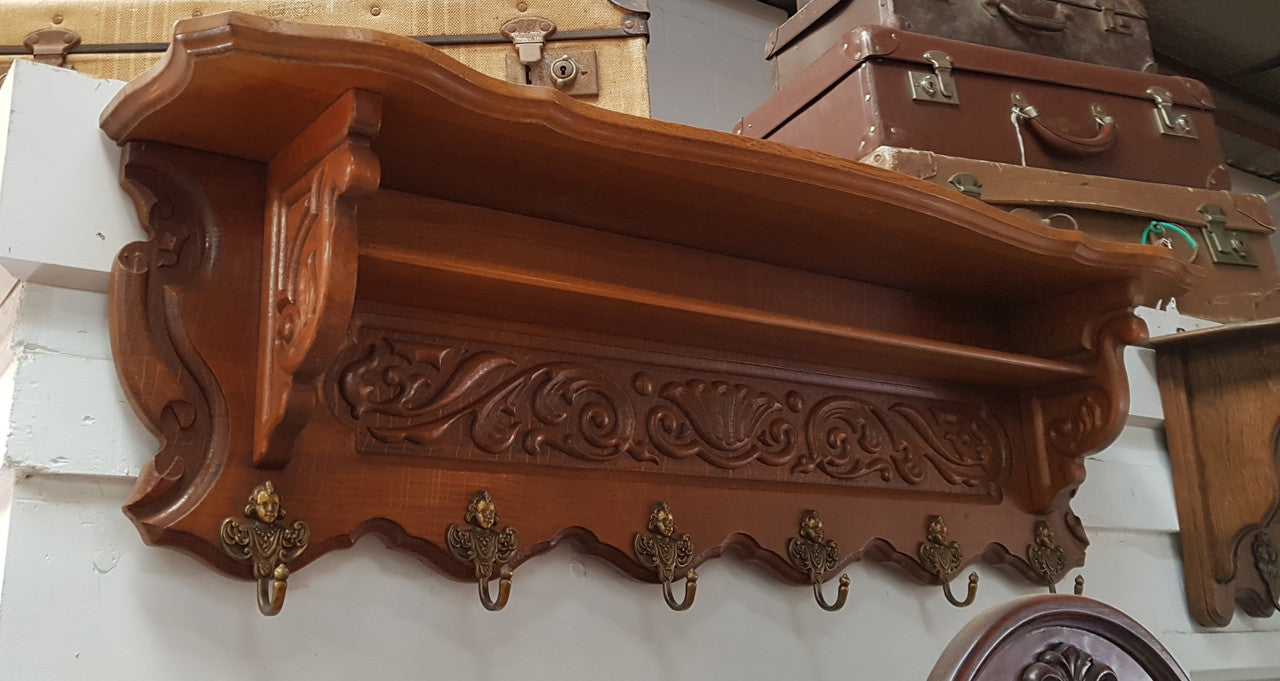 Fabulous French Oak Wall Carved Coat - Hat Rack | Antique & Vintage | Moonee Ponds Antiques | Australia Wide Delivery