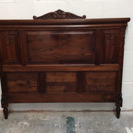 Carved French Walnut Queen Size Bed