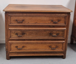French Solid Oak Louis 14th Style Chest of Three Drawers | Antique & Vintage | Moonee Ponds Antiques | Australia Wide Delivery