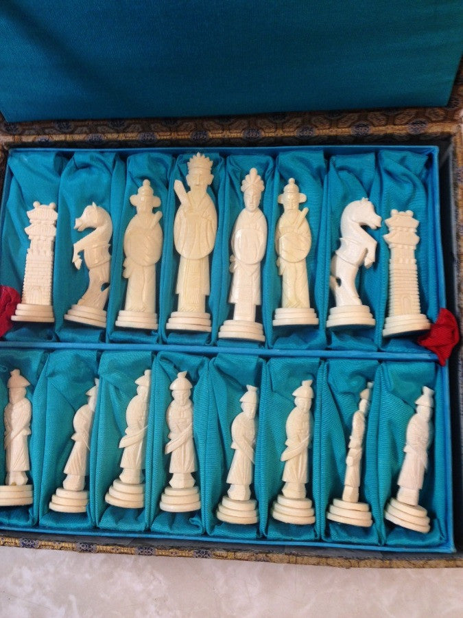 Old Chinese Ox Bone Chess Set