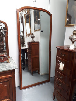 French Inlaid Walnut Free Standing Bevelled Edge Mirror | Antique & Vintage | Moonee Ponds Antiques | Australia Wide Delivery