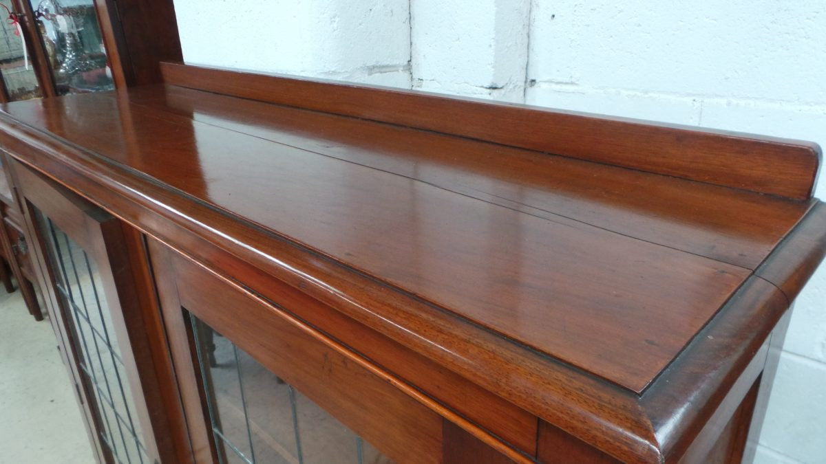 Australian Black wood Leadlight Cabinet | Antique & Vintage | Moonee Ponds Antiques | Australia Wide Delivery