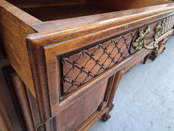 French Burr Walnut-Walnut Parquetry Top Three Door Sideboard | Antique & Vintage | Moonee Ponds Antiques | Australia Wide Delivery