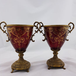 Pair of Ruby Glass Vases