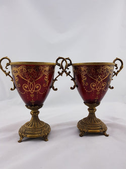 Pair of Ruby Glass Vases | Antique & Vintage | Moonee Ponds Antiques | Australia Wide Delivery