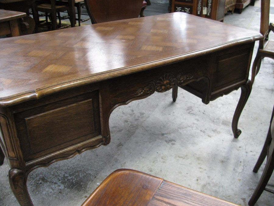 French Oak Parquetry Top Desk | Antique & Vintage | Moonee Ponds Antiques | Australia Wide Delivery