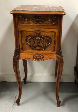 Single French Carved Bedside With Inset Marble Top | Antique & Vintage | Moonee Ponds Antiques | Australia Wide Delivery