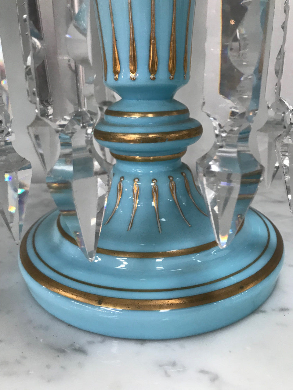 A Pair Of Victorian Blue Glass Lustres | Antique & Vintage | Moonee Ponds Antiques | Australia Wide Delivery