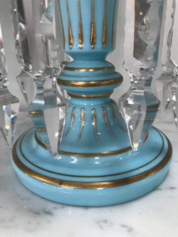 A Pair Of Victorian Blue Glass Lustres | Antique & Vintage | Moonee Ponds Antiques | Australia Wide Delivery