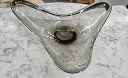 Holmegaard Danish Large Wavy Smoky Glass Bowl | Antique & Vintage | Moonee Ponds Antiques | Australia Wide Delivery