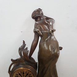 Elegant French Art Nouveau Figural Clock With Onyx Marble | Antique & Vintage | Moonee Ponds Antiques | Australia Wide Delivery