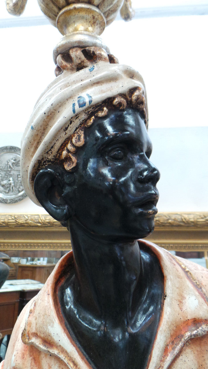 Striking 19th Century Antique Blackamoor Floor Lamp