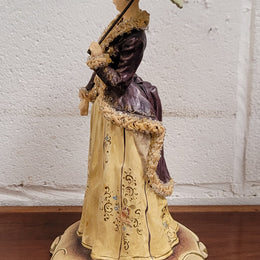 Vintage Italian figurine of lady holding umbrella signed. Sourced locally and in good original condition, please view photos as they help form part of the description.