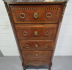 Louis XIV Style Tall Chest of Five Drawers With Marble Top | Antique & Vintage | Moonee Ponds Antiques | Australia Wide Delivery