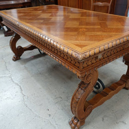 French Oak Spanish Style Dining Table-1