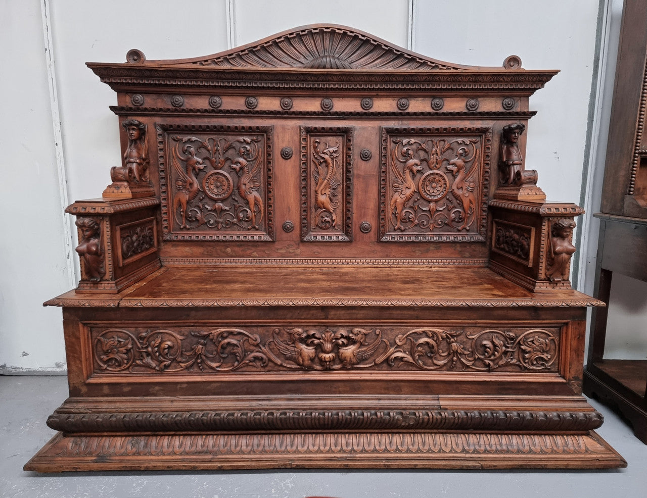 18th Century Carved Italian Renaissance Style Hall Seat | Antique & Vintage | Moonee Ponds Antiques | Australia Wide Delivery