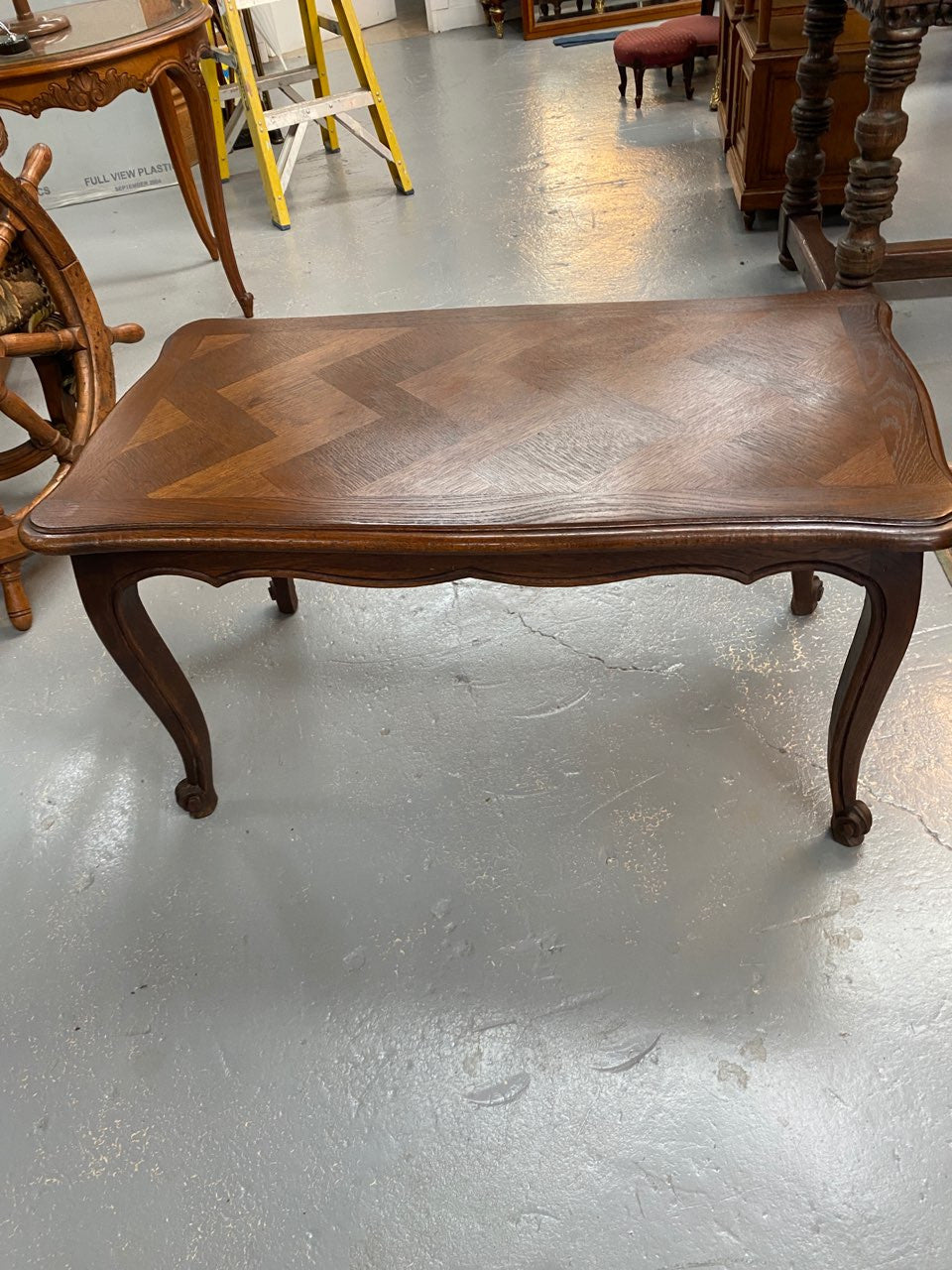 Vintage French Louis XV style coffee table. In restored condition. Has character marks, please view photos.