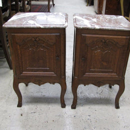 Pair of French Oak Carved Bedside Cabinets