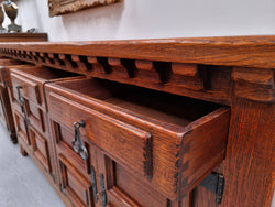 Large French Oak Spanish Style 4 Door Buffet | Antique & Vintage | Moonee Ponds Antiques | Australia Wide Delivery