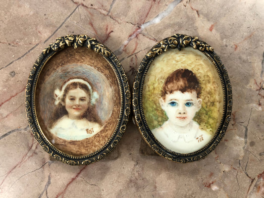 A pair of hand painted & signed miniatures in frames. They both still contain original stickers on back of frames "Danish Design" and are in amazing original condition.
