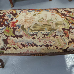 Antique French Louis XV Style Tapestry Stool