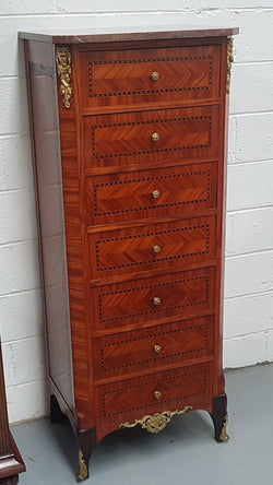 French Kingwood & Rosewood Inlaid Semainier | Antique & Vintage | Moonee Ponds Antiques | Australia Wide Delivery