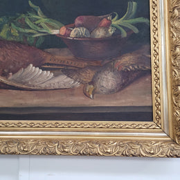 Still Life Oil on Canvas in Decorative Gilt Frame