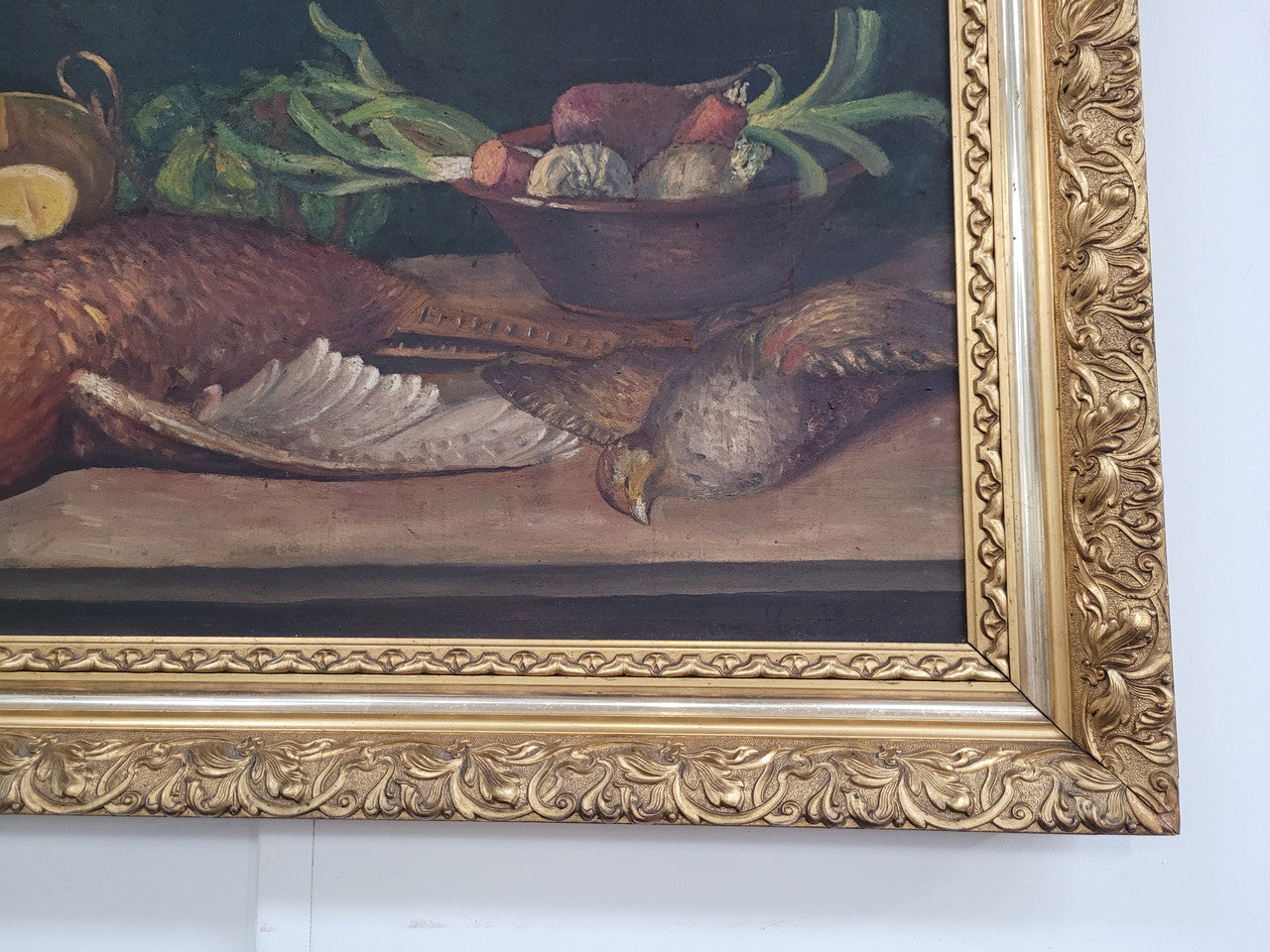 Still Life Oil on Canvas in Decorative Gilt Frame