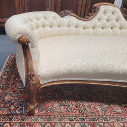 Upholstered Victorian Walnut Double Ended Chaise Lounge | Antique & Vintage | Moonee Ponds Antiques | Australia Wide Delivery