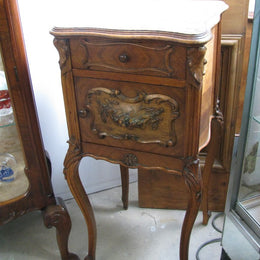 French Walnut Bedside Cabinet-1