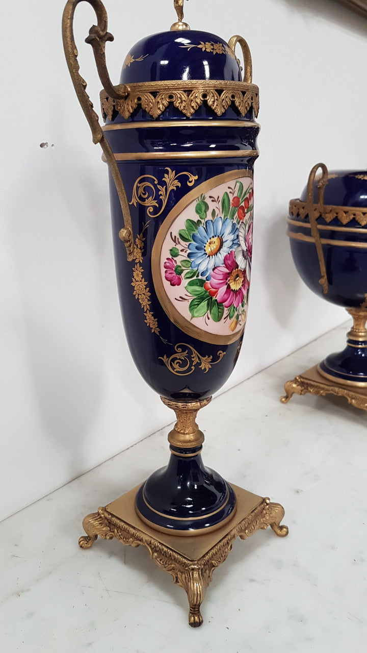 French Three-piece Sevres Style Porcelain Vase | Antique & Vintage | Moonee Ponds Antiques | Australia Wide Delivery