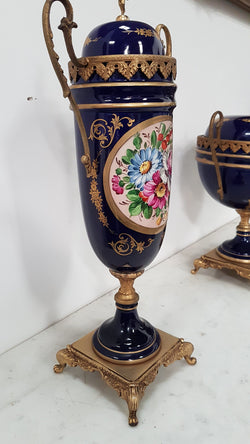 French Three-piece Sevres Style Porcelain Vase | Antique & Vintage | Moonee Ponds Antiques | Australia Wide Delivery