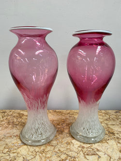 Pair of Large Edwardian Ruby & Milk Art Glass Vases | Antique & Vintage | Moonee Ponds Antiques | Australia Wide Delivery