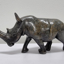 Vintage African Hand Carved Stone Rhino Sculpture