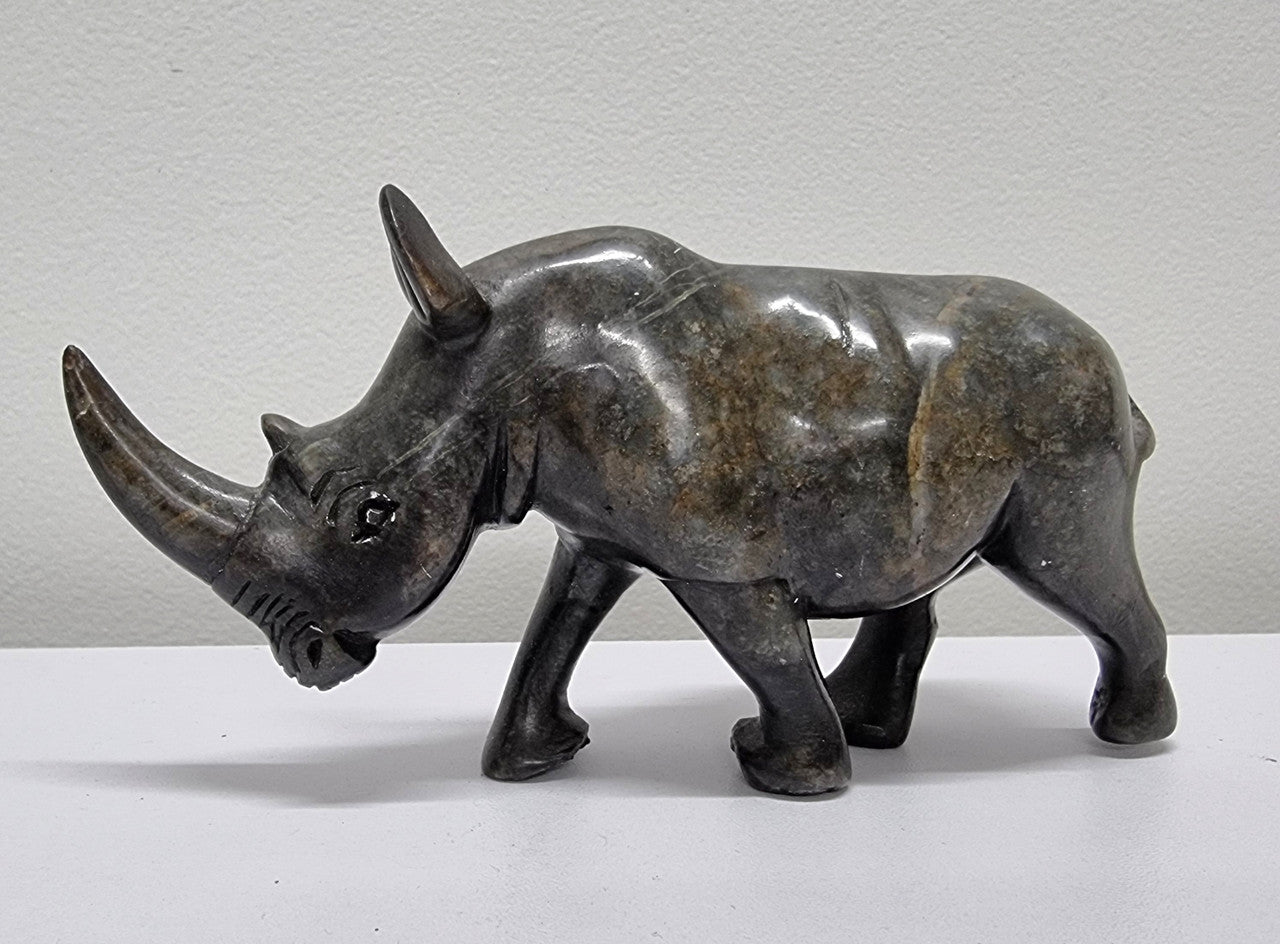 Vintage African Hand Carved Stone Rhino Sculpture