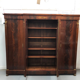 Superb Four Door French Empire Flame Mahogany Bookcase