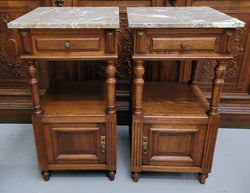 Pair of French Antique Oak Marble Top Bedsides Henry II Style | Antique & Vintage | Moonee Ponds Antiques | Australia Wide Delivery