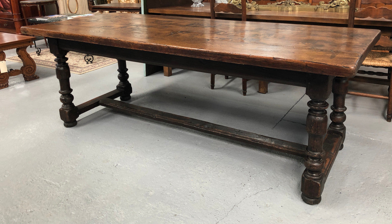 Early 19th Century French Figured Elm Farmhouse Table
