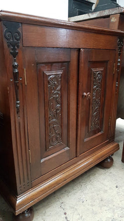 Petite French Oak Carved Two Door Cabinet | Antique & Vintage | Moonee Ponds Antiques | Australia Wide Delivery